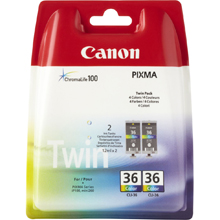 Canon 1511B018 CLI-36 3 Colour Ink Cartridge Twin Pack 2 x 109 Pages)