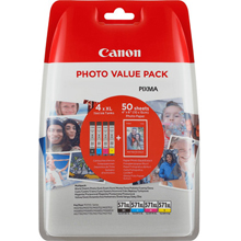 Canon 0332C005 CLI-571XL High Capacity 4 Colour Ink Cartridge Multipack with Photo Paper