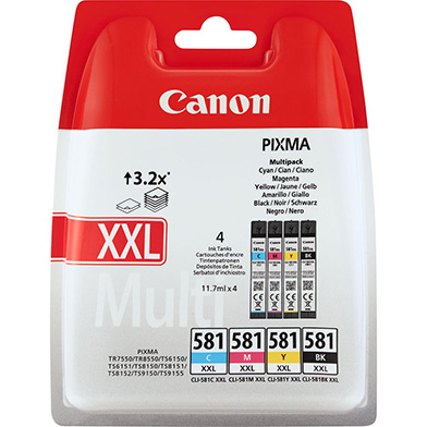 Canon 1998C005 CLI-581XXL Extra High Yield CMYK Ink Cartridge Multi Pack