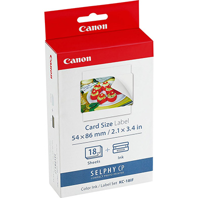 Canon 7741A001AA KC-18IF Ink / Credit Card Size Paper Set (18 Pages)