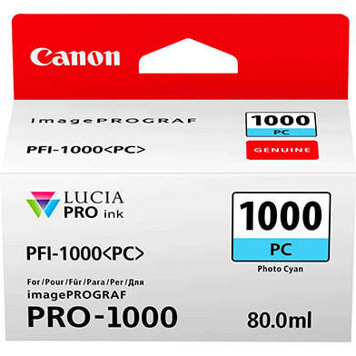 Canon 0550C001 PFI-1000PC Photo Cyan Ink Cartridge (600 Photos)