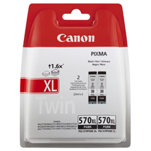 Canon 0318C007 PGI-570PGBKXL High Capacity Black Ink Cartridge Twin Pack (500 Pages)