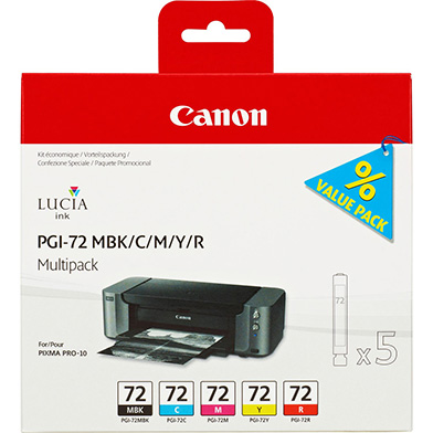 Canon PGI-72 5 Ink Cartridge Multipack (MBK + C + M + Y + R)