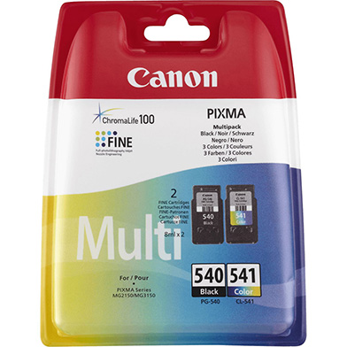 Canon 5225B006AA CL-541/PG-540 CMYK Ink Cartridge Multipack (2 x 180 Pages)