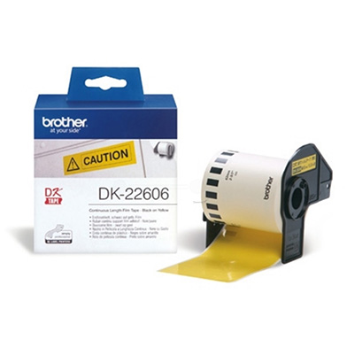 Brother DK22606 DK-22606 62mm Continuous Film Label Tape (BLACK ON YELLOW)