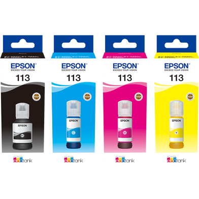 Epson 113 Ink Bottle Value Pack CMY (6,000 Pages) K (7,500 Pages)