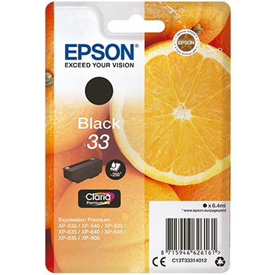 Epson C13T33314012 33 Black Ink Cartridge (250 Pages)