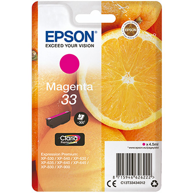 Epson C13T33434012 33 Magenta Ink Cartridge (300 Pages)