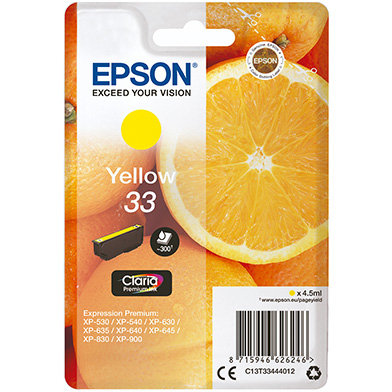 Epson C13T33444012 33 Yellow Ink Cartridge (300 Pages)