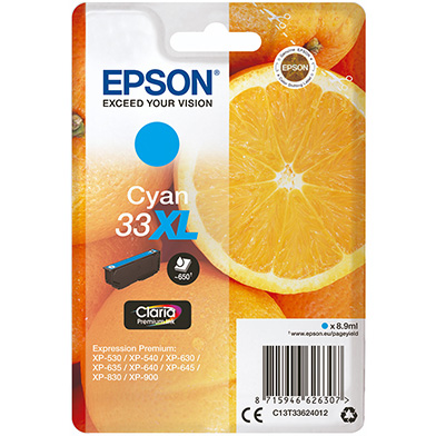 Epson C13T33624012 33XL Cyan Ink Cartridge (650 Pages)