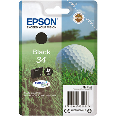 Epson C13T34614010 34 Black DURABrite Ultra Ink Cartridge (350 Pages)