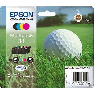 Epson C13T34664010 34 DURABrite Ultra Ink Multipack CMY (300 Pages) K (350 Pages)