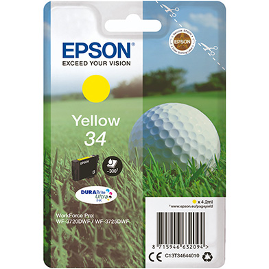 Epson C13T34644010 34 Yellow DURABrite Ultra Ink Cartridge (300 Pages)