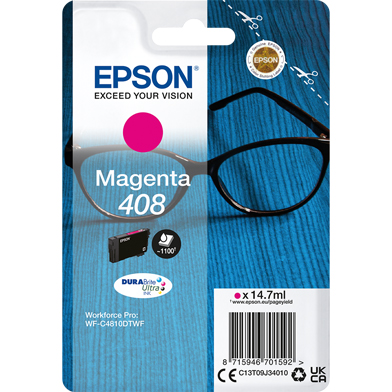 Epson C13T09J34010 408 DURABrite Ultra Magenta Ink Cartridge (1,100 Pages)