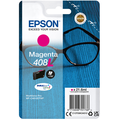 Epson C13T09K34010 408L DURABrite Ultra Magenta XL Ink Cartridge (1,700 Pages)