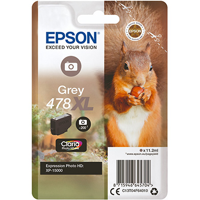 Epson C13T04F64010 478XL Grey Ink Cartridge (200 Pages)