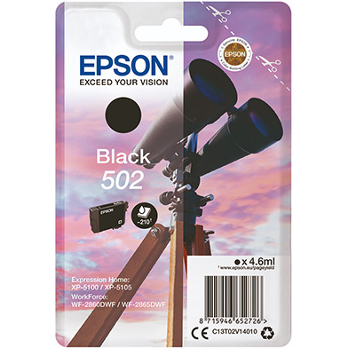Epson C13T02V14010 502 Black Ink Cartridge (210 Pages)