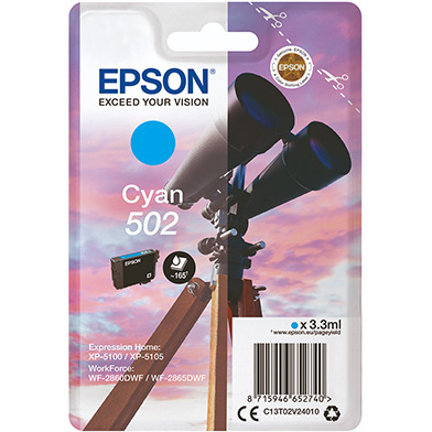 Epson C13T02V24010 Cyan 502 Ink Cartridge (160 Pages)
