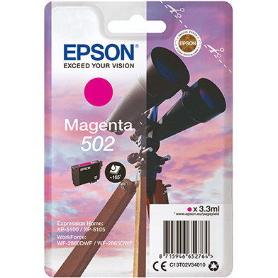 Epson C13T02V34010 Magenta 502 Ink Cartridge (160 Pages)