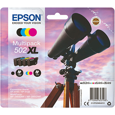 Epson C13T02W64010 502XL Ink Cartridge Multipack CMY (470 Pages) K (550 Pages)