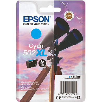 Epson C13T02W24010 Cyan 502XL Ink Cartridge (470 Pages)