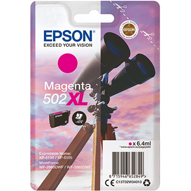 Epson C13T02W34010 Magenta 502XL Ink Cartridge (470 Pages)