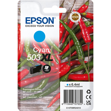 Epson C13T09R24010 503XL High Capacity Cyan Ink Cartridge (470 Pages)