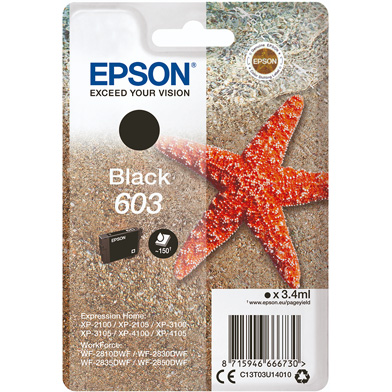 Epson C13T03U14010 603 Black Ink Cartridge (150 Pages)