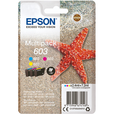 Epson C13T03U54010 603 Ink Cartridge Multipack CMY (130 Pages)