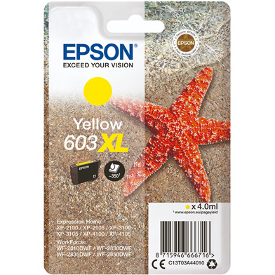 Epson C13T03A44010 603XL Yellow Ink Cartridge (350 Pages)