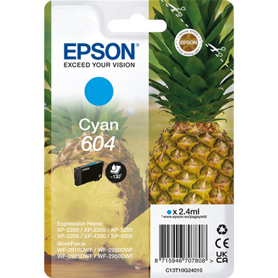 Epson C13T10G24010 604 Cyan Ink Cartridge (130 Pages)