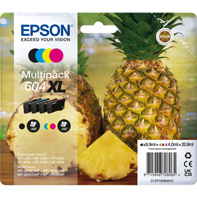 Epson C13T10H64010 604XL High Capacity Ink Cartridge Value Pack CMY (350 Pages) K (500 Pages)