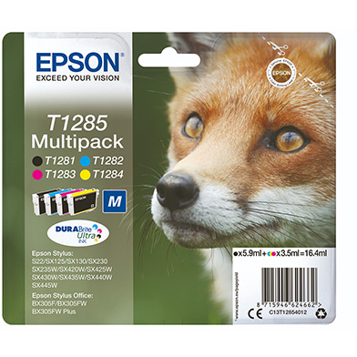 Epson T1285 Ink Cartridge Multipack CMY (3.5ml) K (5.9ml)