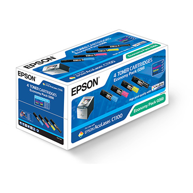 Epson C13S050268 Economy Toner Pack CMY (1,500 Pages) Black (1,000 Pages)