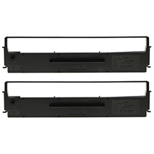 Epson C13S015613 SIDM Black Ribbon Cartridge Twin Pack (4 Million Characters)