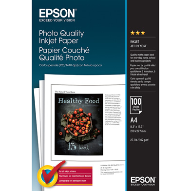 Epson C13S041061 Photo Quality Inkjet Paper - 102gsm (A4 / 100 Sheets)