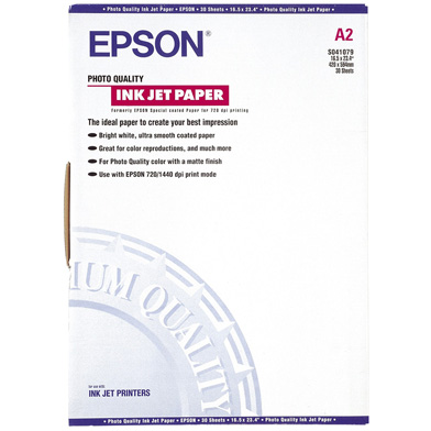 Epson C13S041079 Photo Quality Inkjet Paper - 102gsm (A2 / 30 Sheets)