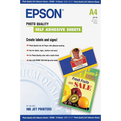 Epson C13S041106 Self-Adhesive Photo Paper - 167gsm (A4 / 10 Sheets)
