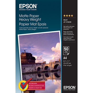 Epson C13S041256 Matte Paper Heavy Weight - 167gsm (A4 / 50 Sheets)