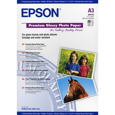 Epson C13S041315 Premium Glossy Photo Paper - 255gsm (A3 / 20 Sheets)