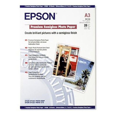 Epson C13S041334 Premium Semigloss Photo Paper - 251gsm (A3 / 20 Sheets)