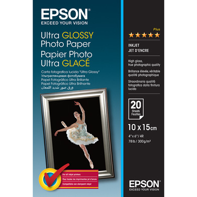 Epson C13S041926 Ultra Glossy Photo Paper - 300gsm (10 x 15cm / 20 Sheets)