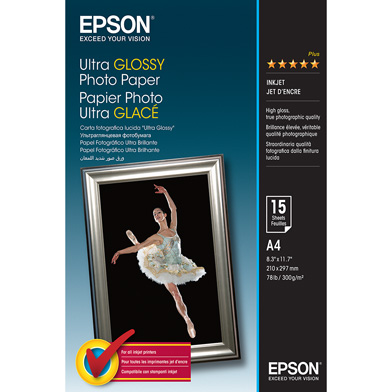 Epson C13S041927 Ultra Glossy Photo Paper - 300gsm (A4 / 15 Sheets)