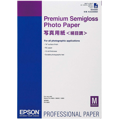 Epson C13S042091 Premium Glossy Photo Paper - 255gsm (A2 / 25 Sheets)