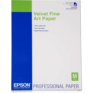 Epson C13S042096 Velvet Fine Art Paper - 260gsm (A2 / 25 Sheets)