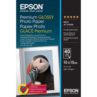 Epson C13S042153 Premium Glossy Photo Paper - 255gsm (10 x 15cm / 40 Sheets)