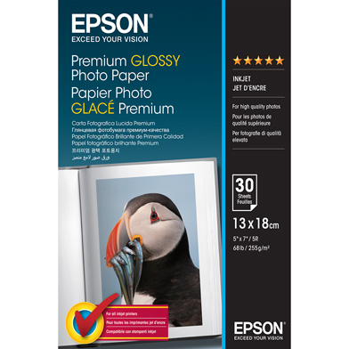 Epson C13S042154 Premium Glossy Photo Paper - 255gsm (13 x 18cm / 30 Sheets)