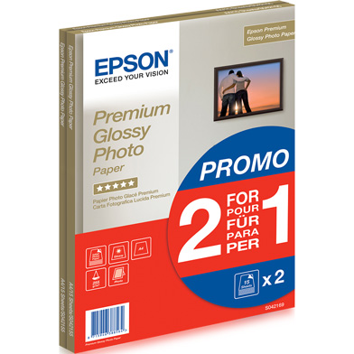 Epson C13S042169 Premium Glossy Photo Paper - 255gsm (A4 / 2 x 15 Sheets)