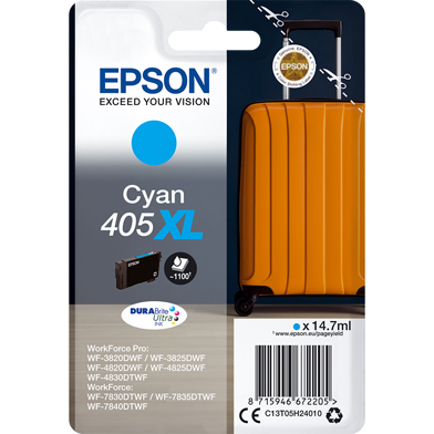 Epson C13T05H24010 405XL Cyan DURABrite Ultra Ink Cartridge (1,100 Pages)