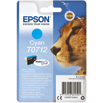 Epson C13T07124012 T0712 Cyan Ink Cartridge (5.5ml)